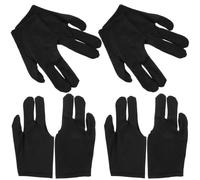 Didiseaon 4 Pares Guantes de Billar de Tres Dedos Profesionales para Pool y | Poliéster Negro, Ajuste Regulable y Tacto Cómodo, Estabilidad al Golpear, para Hombres y Mujeres