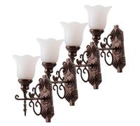 Didiseaon 4 Piezas Lámparas de Pared Miniatura Decorativas para Casas de Muñecas de Luz Blanca Fría Realista para Ornamentación de Maquetas y Mesas de Arena