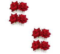 Didiseaon 4 Piezas tocado de peineta de pelo rosa pasador de pelo floral pasador de pelo hanfu peine de flor de rosa Boda Horquilla de tela peine de flores de tela peine lateral metal