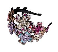 Didiseaon 4 Piezas venda diademas para extensiones de pestañas diadema estilo flapper con flores de strass joyas tiara diadema retro con pedrería diadema de aleta pluma diamante