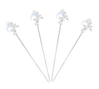 Didiseaon 4piezas Horquilla de Luna Moderna Palillos para Moños Estilo Chino Vintage de Joyería Cabello de Novia Hanfu Hechas Mano