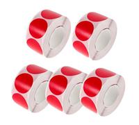Didiseaon 5 Rollos Etiquetas Adhesivas Redondas Rollo Unidades Color Rojo Brillante para Codificación y Sellado de Paquetes Papel Couché para Escritura Clara y Manualidades