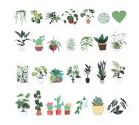 Didiseaon 50 Piezas Pegatinas Impermeables de Plantas Verdes en PVC | Adhesivo Fuerte y Reposicionable, Decoración para Botella, Monopatín y Cuaderno