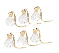 Didiseaon 6 Botellas de Perfume Colgantes para Coche 15ml Difusor de Aceites Esenciales Vidrio y Madera, Decoración para Espejo Retrovisor