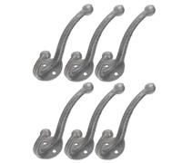 Didiseaon 6 Ganchos de Pared Dobles de Hierro Fundido Gris Hierro, Gancho Multifunción para Abrigos y Sombreros, Organizador Doméstico Compacto para Baño y Recibidor Vintage