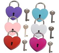 Didiseaon 6 piezas Candados con Llave Forma de Corazón Mini Candados Metálicos Pequeños para Equipaje Mochila Diario Colores Surtidos Rosa Azul Rojo