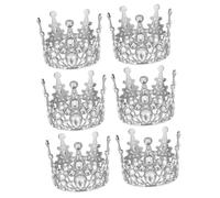 Didiseaon 6 Piezas De Cumpleaños Para Niños Mini Centro De Mesa Infantil Decoración De Pequeña Adorno De Magdalena Tiara De Princesa Bebe Mini Tiara Metal Cosplay Hombre Pastel