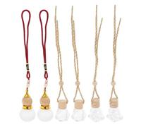Didiseaon 6 Piezas de Difusor de Perfume para Coche Botella Vacía de Vidrio y Madera Aroma Difusión y Decoración Colgante para Interior de Coche Varios estilos