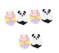 Didiseaon 6 Piezas ramo de baño esponja de baño esponja exfoliante esponjas bola de baño exfoliante corporal depuradores de limpieza de la piel animal panda persistir cerdito flor de baño