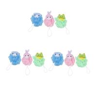 Didiseaon 9 Piezas Esponja De Malla De Baño De Dibujos Animados Depurador Corporal Loufa Bola De Esponja De Baño Suave Alfombra De Baño De Bebé Bola De Ducha Esponja Bebe Tierra Niño Cuerpo