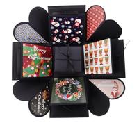 Didiseaon Álbum de Fotos de Recuerdos Caja de Almacenamiento de Fotos Cuadrilátera de Papel Kraft DIY Gran Capacidad Edición Navidad para Álbumes y Manualidades
