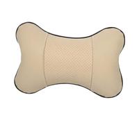 Didiseaon Almohada para Cuello de Coche con Diseño Ergonómico Forma de Hueso Cojín de Apoyo Transpirable para Reposacabezas Funda de Cuero Sintético Beige para Viaje y Conducción Segura
