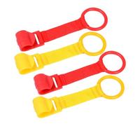 Didiseaon Anillos de Tracción para Bebés y Cuna, 4 Piezas Rojo y Amarillo, Soporte Plástico Seguro para Aprendizaje de Pie, Ayuda para Caminar, Juegos Infantiles para Niños Pequeños