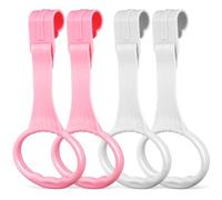 Didiseaon Anillos Para De Ñiño 4 Piezas Blanco y Rosa, Plástico Duradero 20x9 Cm, Anillos Para Tirar Del, Asistentes Para Aprender a Caminar, Juguete Para Soporte Infantil