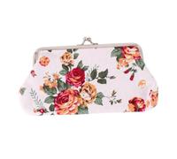 Didiseaon Billetero Mujer Floral con Cierre de Broche Vintage Cartera Larga Bordada Lienzo Blanco Monedero Duradero y Ligero para Viaje y Uso Diario