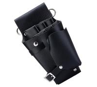 Didiseaon Bolsa de Tijeras para Peluquería Negra Riñonera Ajustable de Cuero Cinturón Resistente para Herramientas de Salón Almacenamiento Seguro para Tijeras y Accesorios de Peluquero