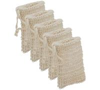 Didiseaon Bolsa Exfoliante para Jabón de Malla de Algodón y Cáñamo, 5 Piezas, para Ducha y Limpieza Corporal, Ahorradora de Jabón, Portátil y Compatible con Jabones Artesanales