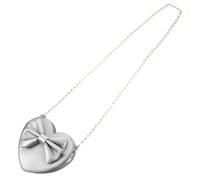 Didiseaon Bolsito De Niña Forma De Corazón Lazo Bandolera De Pu Para Niñas Pequeñas Bolso Para Fiestas y Uso Diario Plata