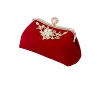 Didiseaon Bolso de Mano de Fiesta para Mujer con Diseño de Cadena y Pedrería Elegante Bolso de Mano para Banquete y Boda de Tela de Felpa