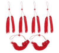 Didiseaon Borlas Colgantes para Espada de Tai Chi 6 Piezas, Color Rojo, Borlas Decorativas de Tela Resistentes para Entrenamiento y Competición de Artes Marciales, Adorno Brillante