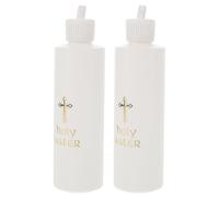 Didiseaon Botellas de Agua Católica de Plástico Blanco Cruz Dorada, 2 Piezas Ligeras y Prácticas para Iglesia y Viajes, Diseño Simple y Detalles Delicados