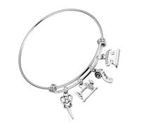 Didiseaon Brazalete Rígido de Acero Inoxidable para Mujer Pulsera Expandible con de Máquina de Coser Tijeras y Cinta Métrica Accesorio Duradero para Estilistas y Diseñadoras de Moda