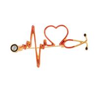 Didiseaon Broche Creativo Forma de Corazón y Estetoscopio, Insignia Elegante Electrocardiograma, Aleación Metálica, para Mujer, Accesorio para Ropa Diaria y Obsequio Especial