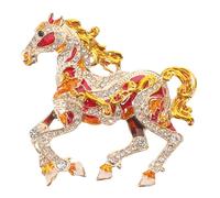 Didiseaon Broche de Caballo Pequeño con Gemas de Imitación Color Café Pin de Solapa de Metal para Mujer Accesorio Divertido y Elegante para Vestidos Bufandas y Ocasiones Obsequios