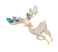 Didiseaon Broche de Ciervo Vintage con Pedrería Brillante Pin de Solapa para Mujer Accesorio Elegante para Bodas Fiestas Navideñas y Eventos Formales