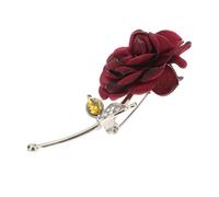 Didiseaon Broche de Gemas de Imitación y Alfiler de Rosa de Metal para Mujer, Broche Floral Rojo de Aleación, Accesorio Elegante para Ropa y Eventos, Diseño Microengastado, Tamaño Pequeño