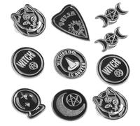 Didiseaon Broches de Aleación Negra Vintage Punk, Set de 10 Piezas Diseño de Sombrero de Bruja y Elementos de Ataúd, Insignia de Ropa para Decoración DIY y Accesorios de Varios estilos