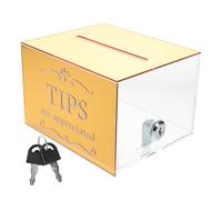 Didiseaon Caja de Acrílico Transparente con Cerradura, Pequeña Caja de Seguridad para Donaciones, Buzón de Sugerencias para Oficina y Bares, con Ranura para Recolección de Propinas y