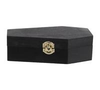 Didiseaon Caja de Ataúd de Madera Negra para Cenizas de Mascotas y Dulces, Diseño Gótico Tallado a Mano, Uso Versátil para Fiestas de Halloween y Decoración del Hogar