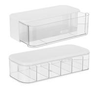 Didiseaon Caja Organizadora de Cables y Cargadores Doble Capa de Plástico Compartimentos y Tapa, Compacta y Adecuado para Oficina y Viaje