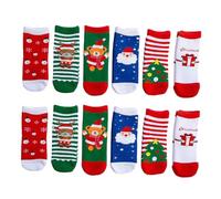 Didiseaon Calcetines Navideños de Media Caña para Ñiño 1-3 Años, 6 Pares de Algodón, Antideslizantes y Transpirables, Adecuados para Suelos de Madera y Áreas de Juego