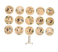 Didiseaon Calendario De Madera Para Marcadores Mensuales Tarjetas y Discos De Madera Para Marcar El Primer Año Incluye Soporte Para Exposición