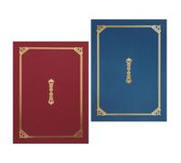 Didiseaon Carpeta de Certificados A4 Estampado Dorado en Burdeos y Azul Oscuro, 2 Piezas, Portadocumentos para Diplomas, Premios y Documentos Escolares