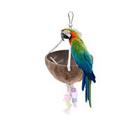 Didiseaon Cesta de Natural para Pájaros Juguete Columpio con Cuerda de Algodón y Cadenas de Color para Periquitos y Accesorio Colgante para Mascotas Divertido