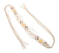 Didiseaon Cinturón Bohemio de Cuerda para Mujer con Piedras Naturales Tejido a Mano Nudo Ajustable Estilo Étnico para Vestidos Boho y Conjuntos Femeninos