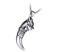 Didiseaon Collar Cadena Hombres Colgante de Animal Salvaje Vintage, Joyas Vikingas para Hombres, Acero Inoxidable, Estilo Hip Hop Callejero, Unisex, Uso Diario, Tamaño Cadena de 60 Cm