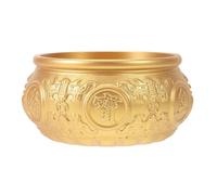 Didiseaon Cuenco Decorativo de Cobre Amarillo Estilo Chino, Tamaño Mediano, Adorno de Mesa Feng Shui Diseño Tradicional de Doble Pez y Símbolos de Prosperidad para Decoración del Hogar