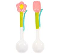 Didiseaon de Porcelana Rosa con Forma de Flor, Cucharas Prácticas para Mezclar y Servir 2 Cucharas Pack de 2 Unidades Mango Largo para Cocina y Comida Doméstica