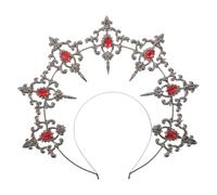 Didiseaon Diadema Diosa María Oscura Aureola Roja Brillante Tocado Artesanal para Disfraz Fiesta y Cosplay Accesorio de Pelo Decorativo para Mujeres y Niñas Diadema de Reina para