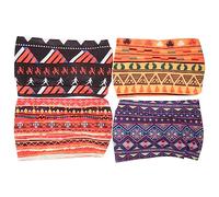 Didiseaon Diademas Africanas Para Mujer Paquete De 4 Elásticas Anchas Patrón Estampado Retro Para Entrenamiento Yoga Uso Diario