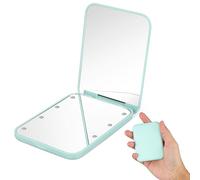 Didiseaon Espejo de Maquillaje de Viaje LED Portátil con Aumento, Verde