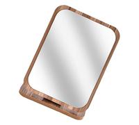 Didiseaon Espejo de Maquillaje Plegable, Espejo Giratorio de Mesa, Madera y Aluminio, Diseño de Pie, para Tocador y Encimera, para Niñas, Estilo Simple y Elegante