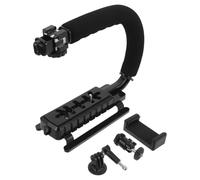 Didiseaon Estabilizador de Mano 3 Zapatas para Cámara, Estabilizador de Vídeo Soporte para Teléfono, Adaptador y Tornillo, Negro para Smartphones y Videocámaras para Deportes y Bodas