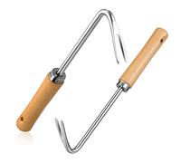 Didiseaon Extractor de Hierbas Inoxidable con Mango de Madera para Jardín Herramienta Manual de Deshierbe Ergonómica para Trasplante y Eliminación de