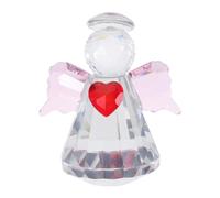Didiseaon Figura de Cristal Ángel Rosa con Corazón y Alas, Estatua Decorativa para Escritorio U Oficina, Adorno Elegante y Guardián para Decoración de Mesa
