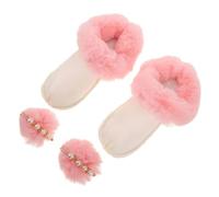Didiseaon Forros Para Zapatos De Invierno Extraíbles De Felpa Gruesa Rosa Con Borlas, Plantillas Térmicas Desmontables Para Hombre, Cubrecalzado Cortaviento Para Actividades Al Aire Libre Talla 38-39